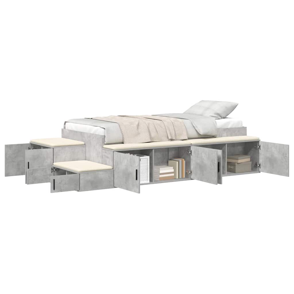 vidaXL Storage Bed Frame Concrete Grey 75 cm Engineered Wood
