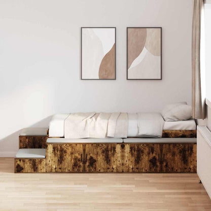 vidaXL Storage Bed Frame with Storage Smoked Oak 75 cm Engineered Wood