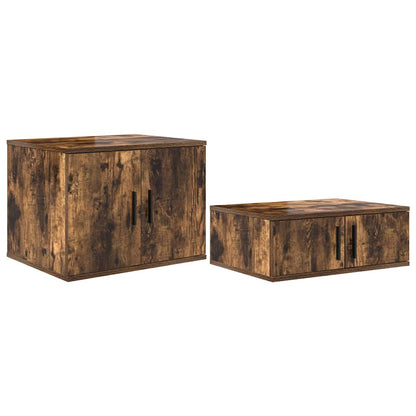 vidaXL Storage Bed Frame with Storage Smoked Oak 75 cm Engineered Wood