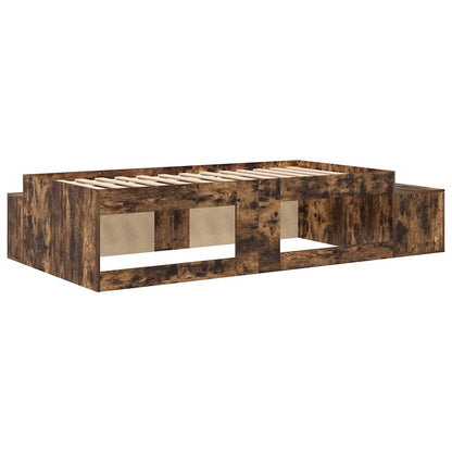 vidaXL Storage Bed Frame with Storage Smoked Oak 75 cm Engineered Wood