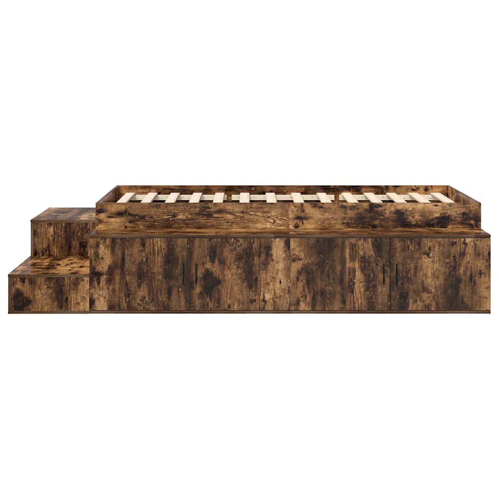 vidaXL Storage Bed Frame with Storage Smoked Oak 75 cm Engineered Wood
