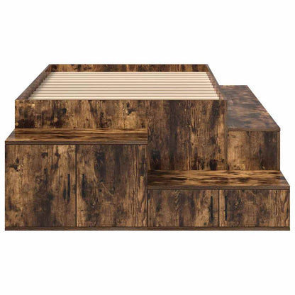 vidaXL Storage Bed Frame with Storage Smoked Oak 75 cm Engineered Wood