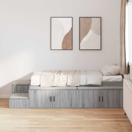 vidaXL Storage Bed Frame Grey Sonoma 75 cm Engineered Wood