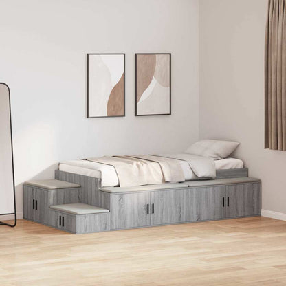vidaXL Storage Bed Frame Grey Sonoma 75 cm Engineered Wood