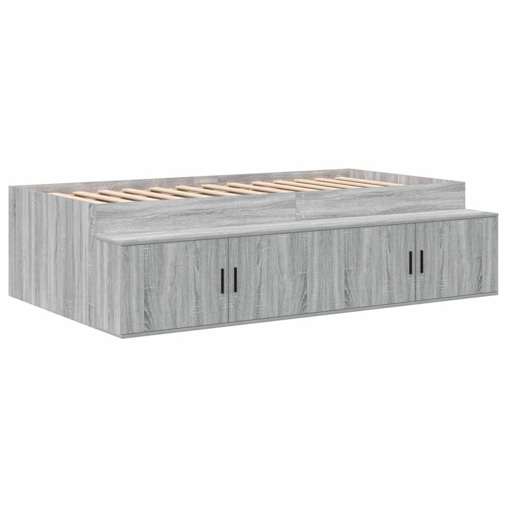 vidaXL Storage Bed Frame Grey Sonoma 75 cm Engineered Wood