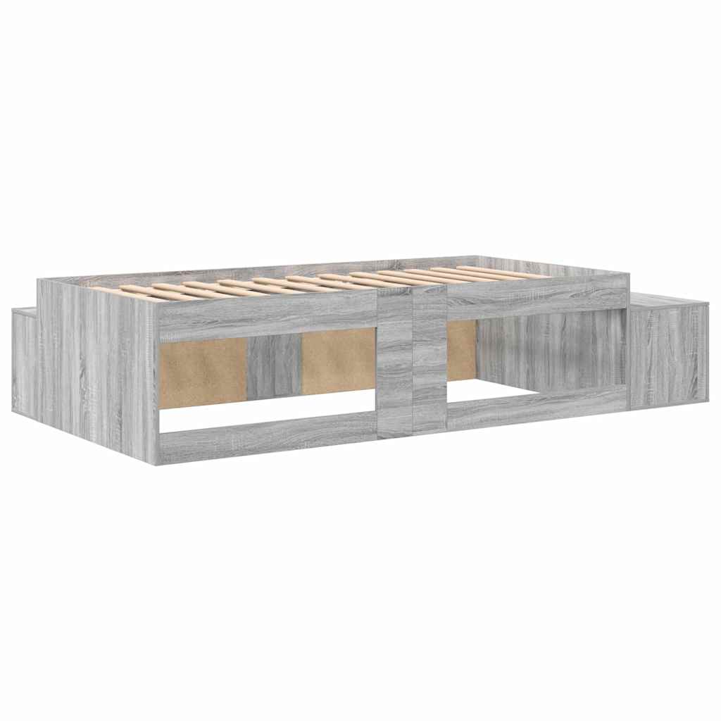 vidaXL Storage Bed Frame Grey Sonoma 75 cm Engineered Wood