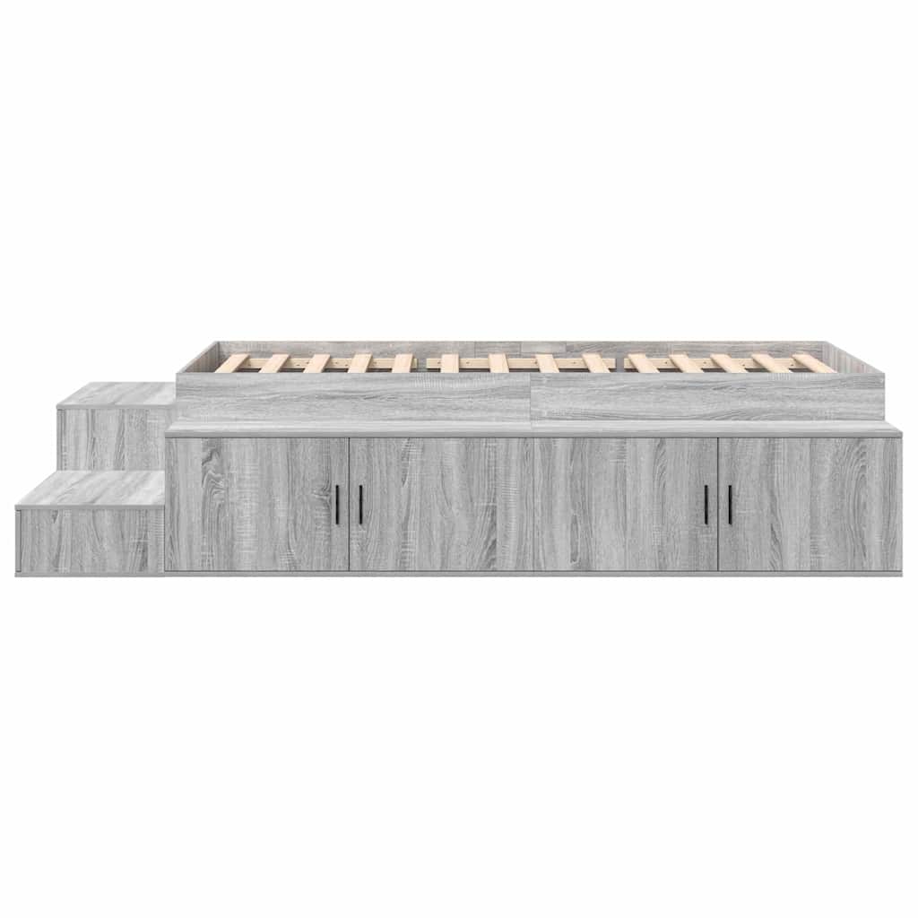 vidaXL Storage Bed Frame Grey Sonoma 75 cm Engineered Wood