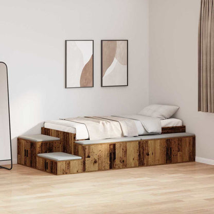 vidaXL Storage Bed Frame Old wood 234 x 103 x 53.5 cm Engineered wood