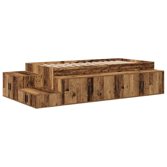 vidaXL Storage Bed Frame Old wood 234 x 103 x 53.5 cm Engineered wood