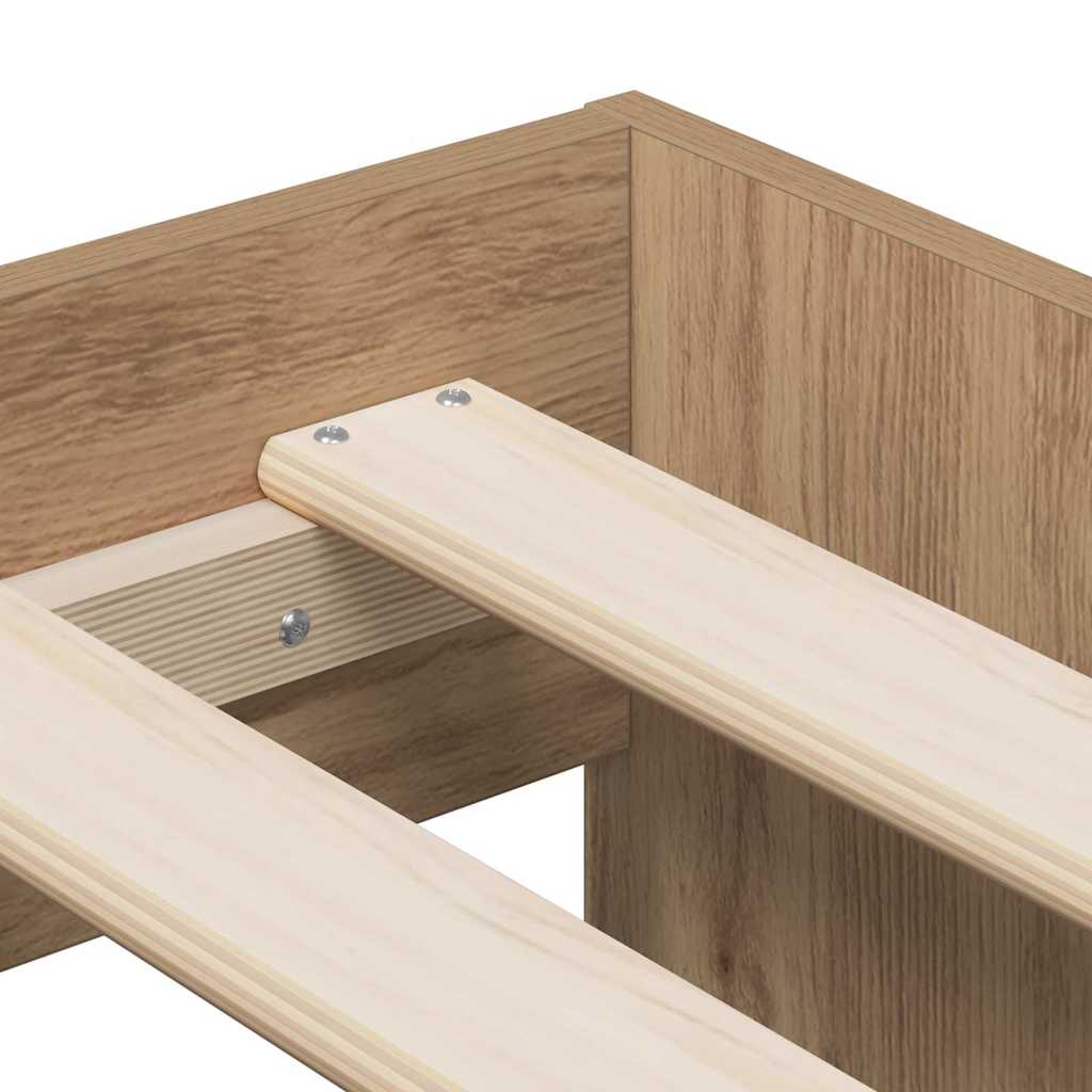 vidaXL Storage Bed Frame with Shelf Artisan Oak 75 cm Engineered Wood