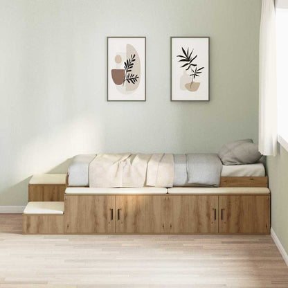 vidaXL Storage Bed Frame with Shelf Artisan Oak 75 cm Engineered Wood