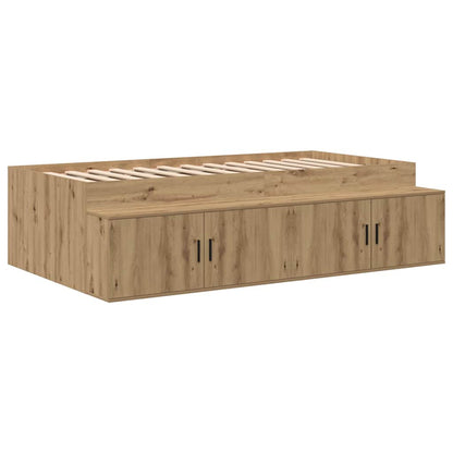 vidaXL Storage Bed Frame with Shelf Artisan Oak 75 cm Engineered Wood