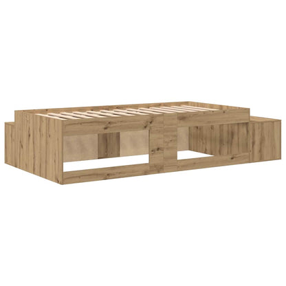 vidaXL Storage Bed Frame with Shelf Artisan Oak 75 cm Engineered Wood