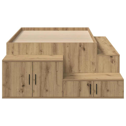 vidaXL Storage Bed Frame with Shelf Artisan Oak 75 cm Engineered Wood