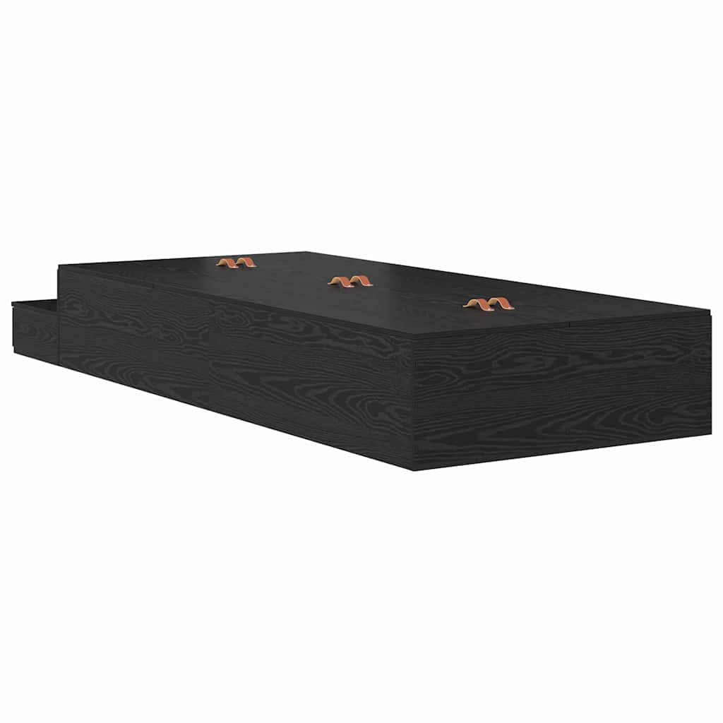 vidaXL Storage Bed Frame with Drawer Black Oak 80 cm Engineered Wood
