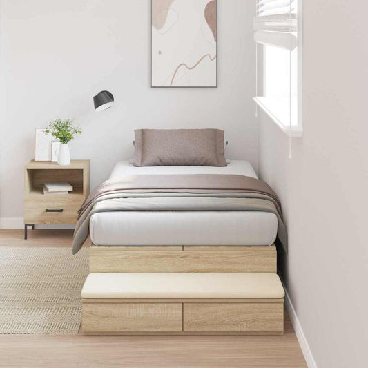 vidaXL Storage Bed Frame with Drawer Sonoma Oak 80 cm Engineered Wood