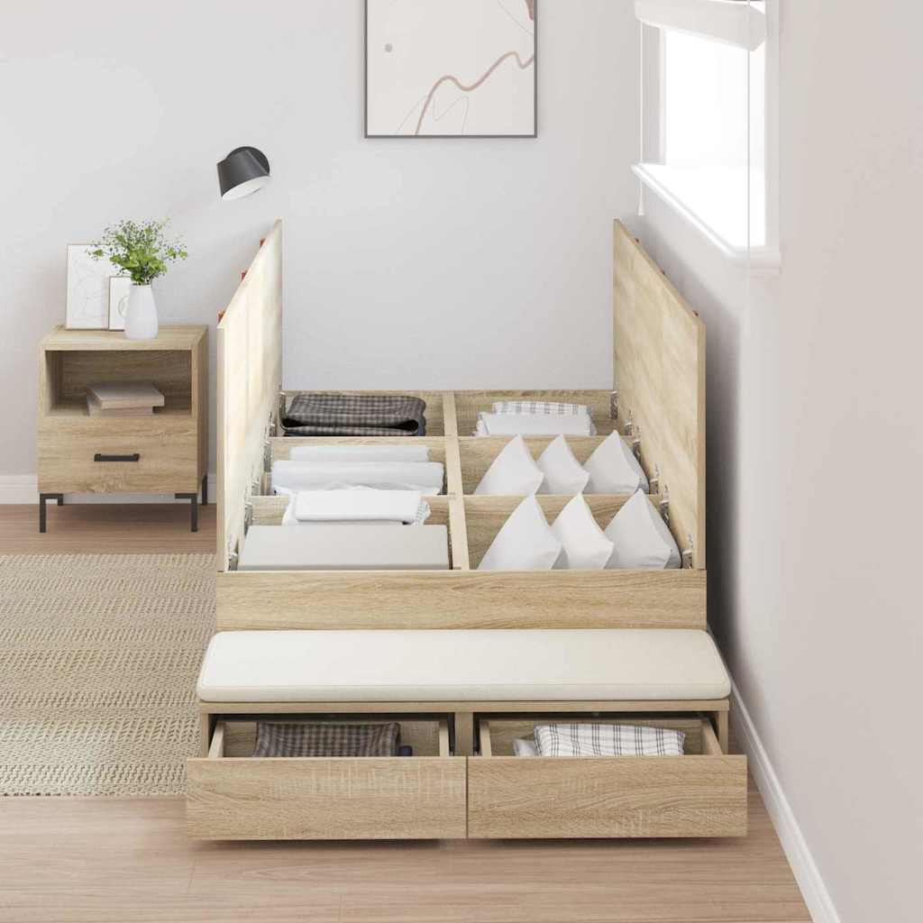 vidaXL Storage Bed Frame with Drawer Sonoma Oak 80 cm Engineered Wood