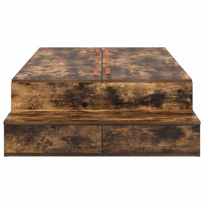 vidaXL Storage Bed Frame with Drawer Smoked Oak 80 cm Engineered Wood