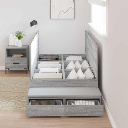 vidaXL Storage Bed Frame with Drawer Grey Sonoma 80 cm Engineered Wood