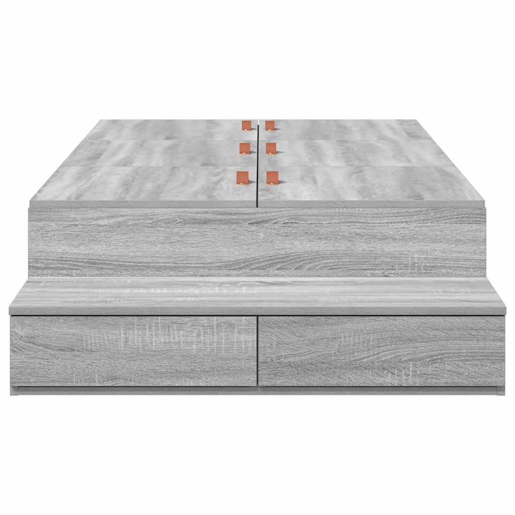 vidaXL Storage Bed Frame with Drawer Grey Sonoma 80 cm Engineered Wood