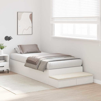 vidaXL Storage Bed Frame with Drawer White 90 cm Engineered Wood
