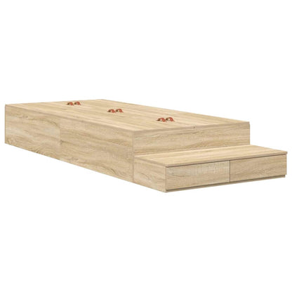 vidaXL Storage Bed Frame with Drawer Sonoma Oak 90 cm Engineered Wood