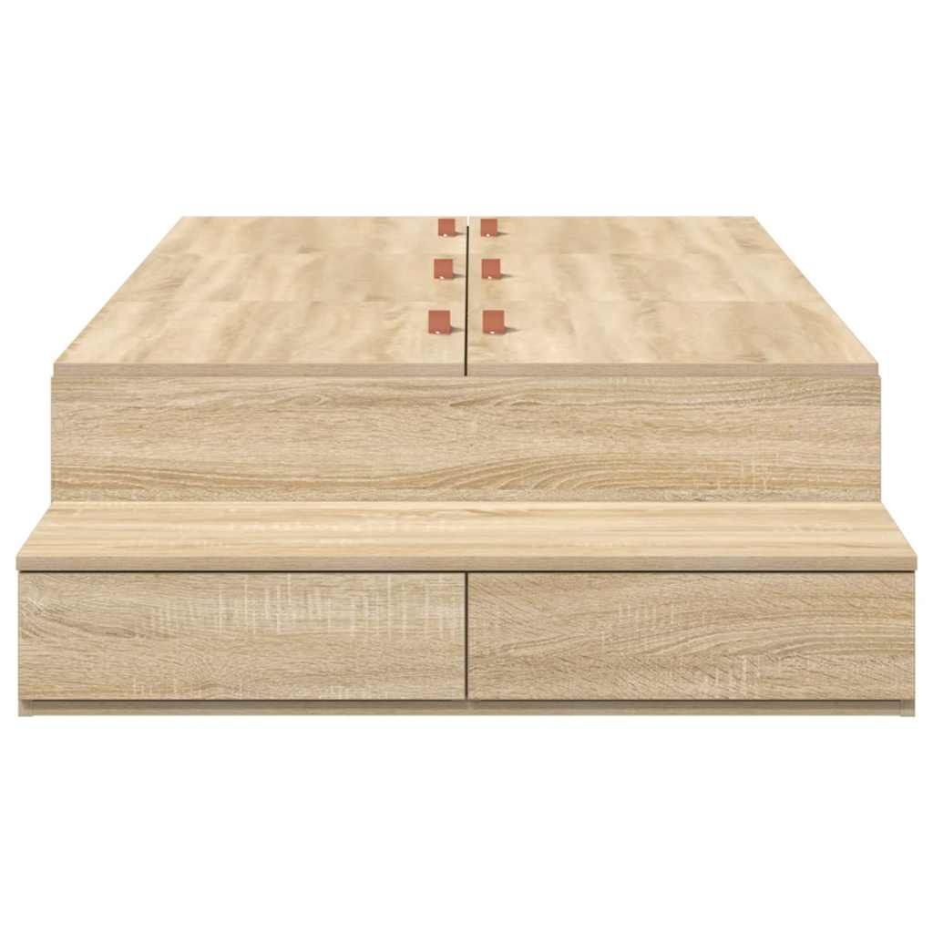 vidaXL Storage Bed Frame with Drawer Sonoma Oak 90 cm Engineered Wood