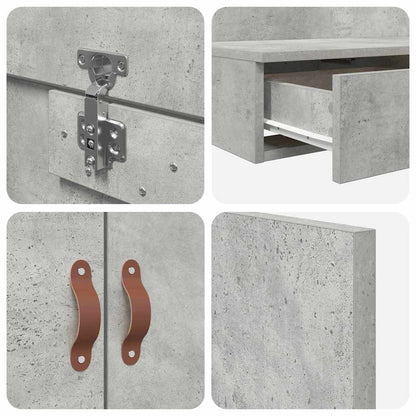 vidaXL Storage Bed Frame with Door Concrete Grey 90 cm Engineered Wood