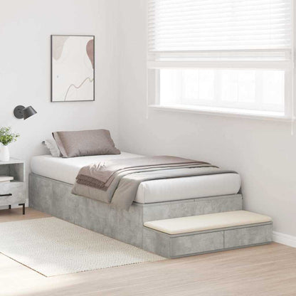 vidaXL Storage Bed Frame with Door Concrete Grey 90 cm Engineered Wood