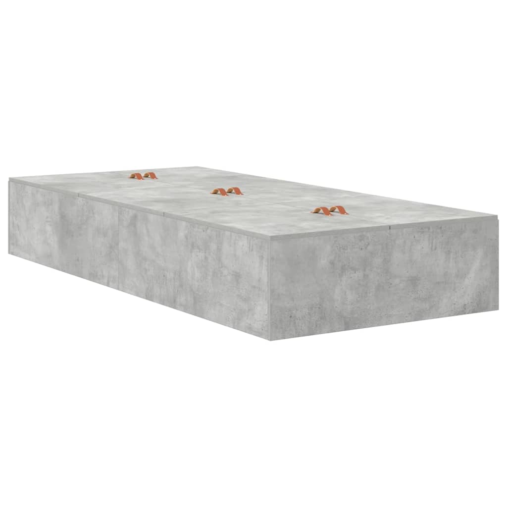 vidaXL Storage Bed Frame with Door Concrete Grey 90 cm Engineered Wood