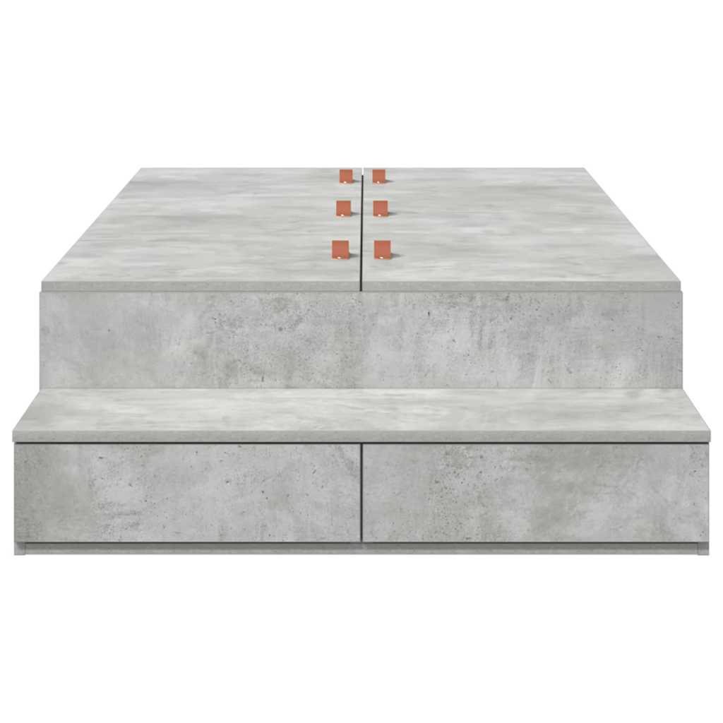 vidaXL Storage Bed Frame with Door Concrete Grey 90 cm Engineered Wood