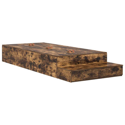 vidaXL Storage Bed Frame with Drawer Smoked Oak 90 cm Engineered Wood