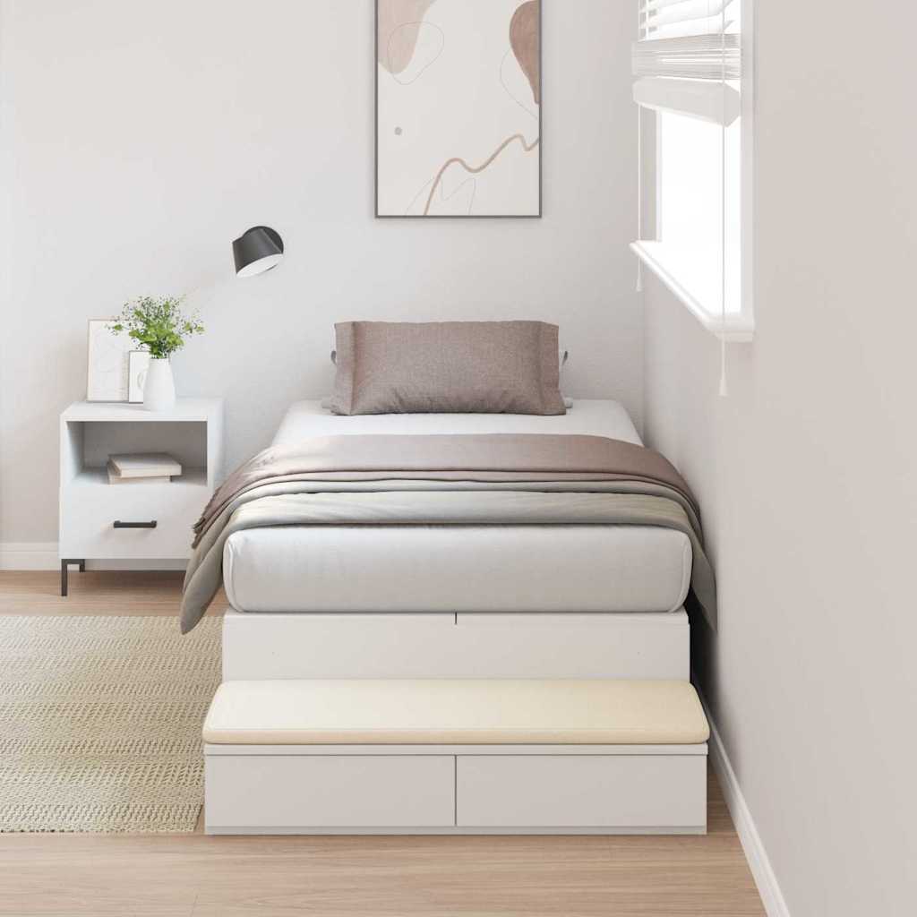 vidaXL Storage Bed Frame with Drawer White 100 cm Engineered Wood