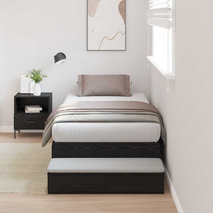 vidaXL Storage Bed Frame with Drawer Black Oak 100 cm Engineered Wood