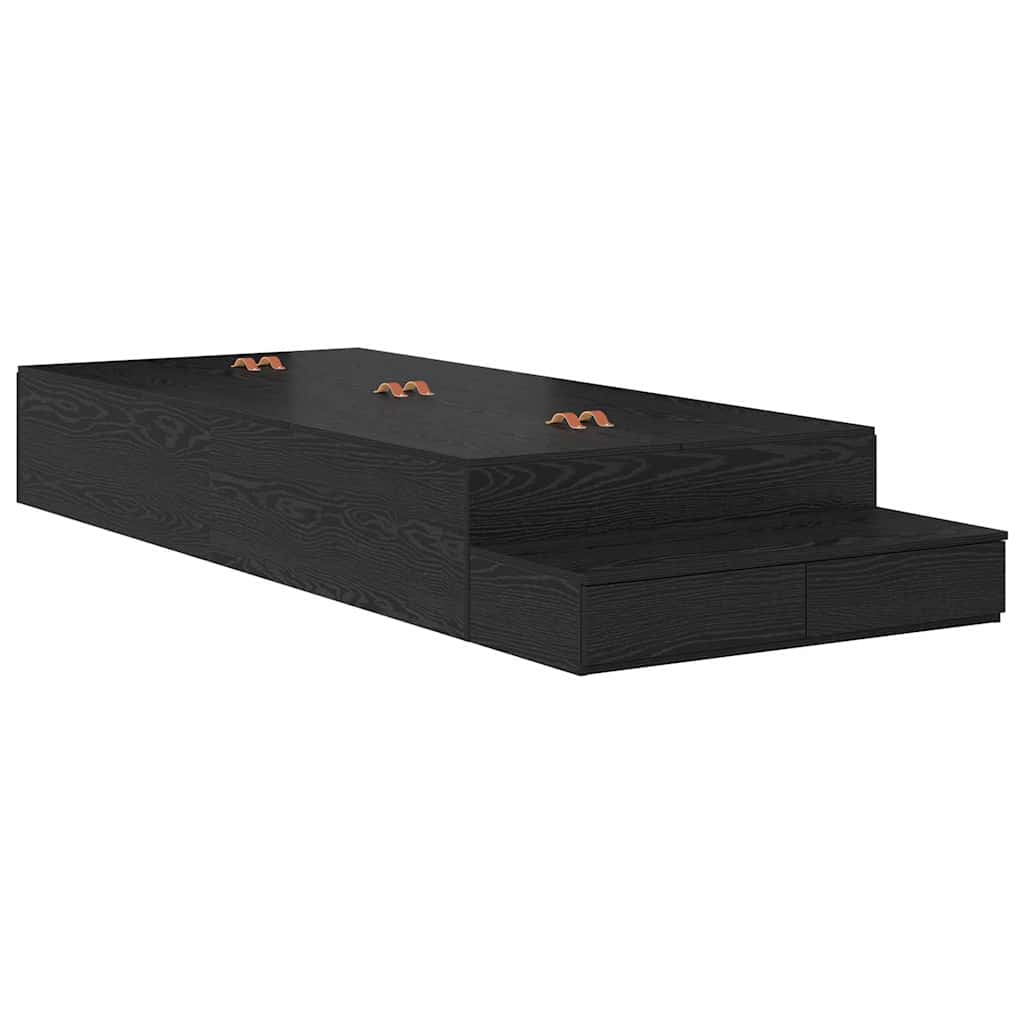 vidaXL Storage Bed Frame with Drawer Black Oak 100 cm Engineered Wood