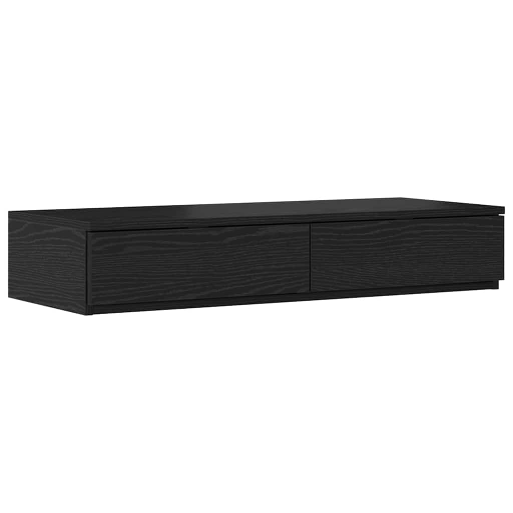 vidaXL Storage Bed Frame with Drawer Black Oak 100 cm Engineered Wood