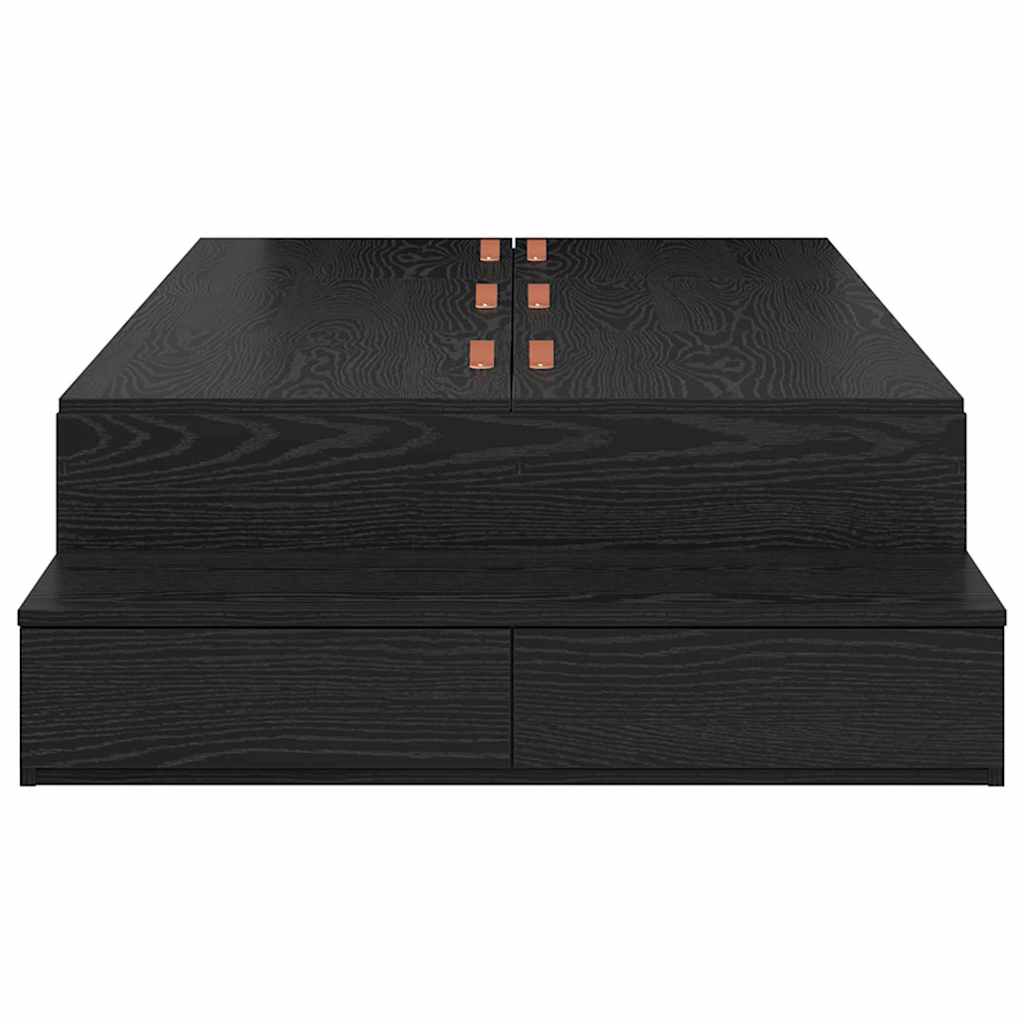 vidaXL Storage Bed Frame with Drawer Black Oak 100 cm Engineered Wood