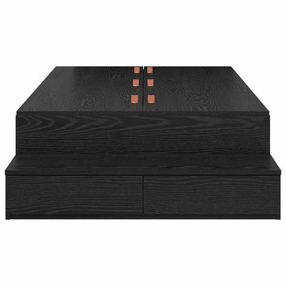 vidaXL Storage Bed Frame with Drawer Black Oak 100 cm Engineered Wood