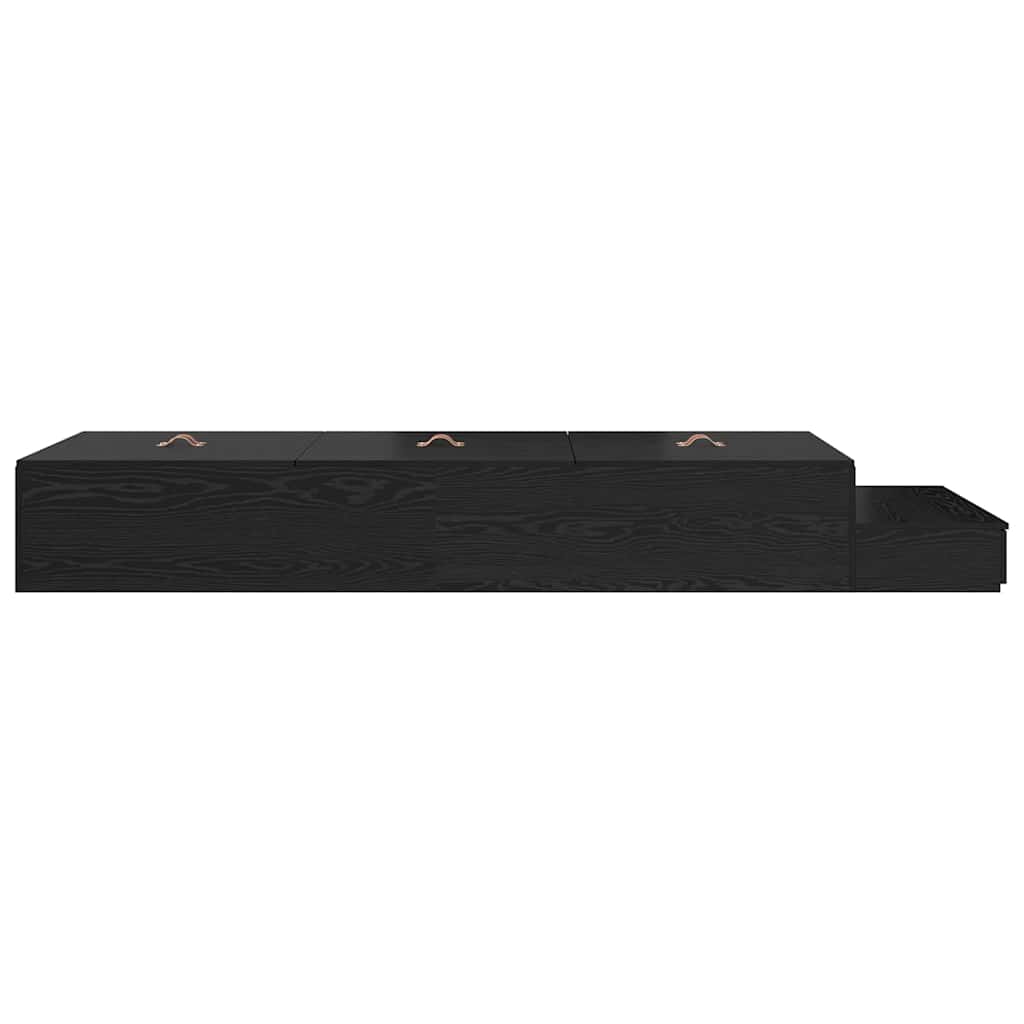 vidaXL Storage Bed Frame with Drawer Black Oak 100 cm Engineered Wood