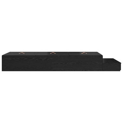 vidaXL Storage Bed Frame with Drawer Black Oak 100 cm Engineered Wood