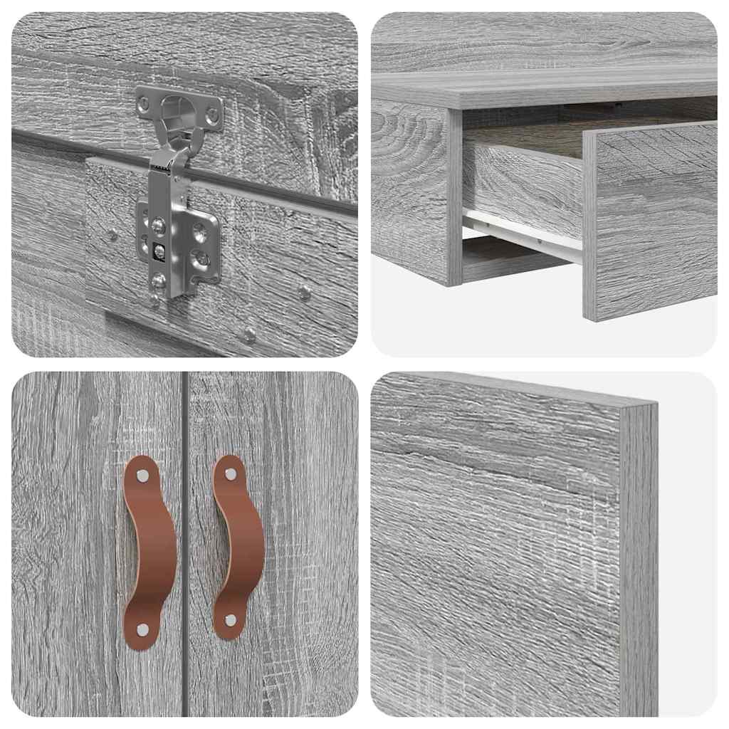 vidaXL Storage Bed Frame Grey Sonoma 100 cm Engineered Wood