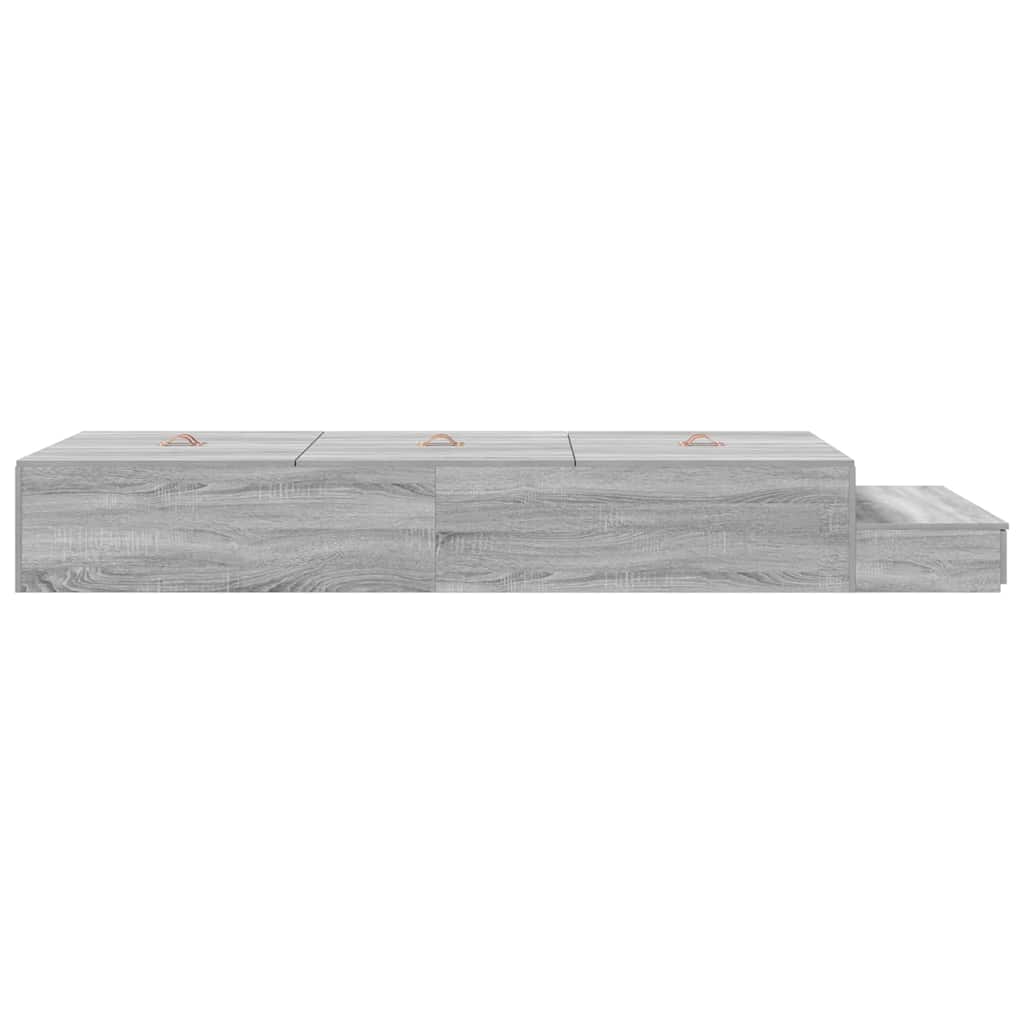 vidaXL Storage Bed Frame Grey Sonoma 100 cm Engineered Wood