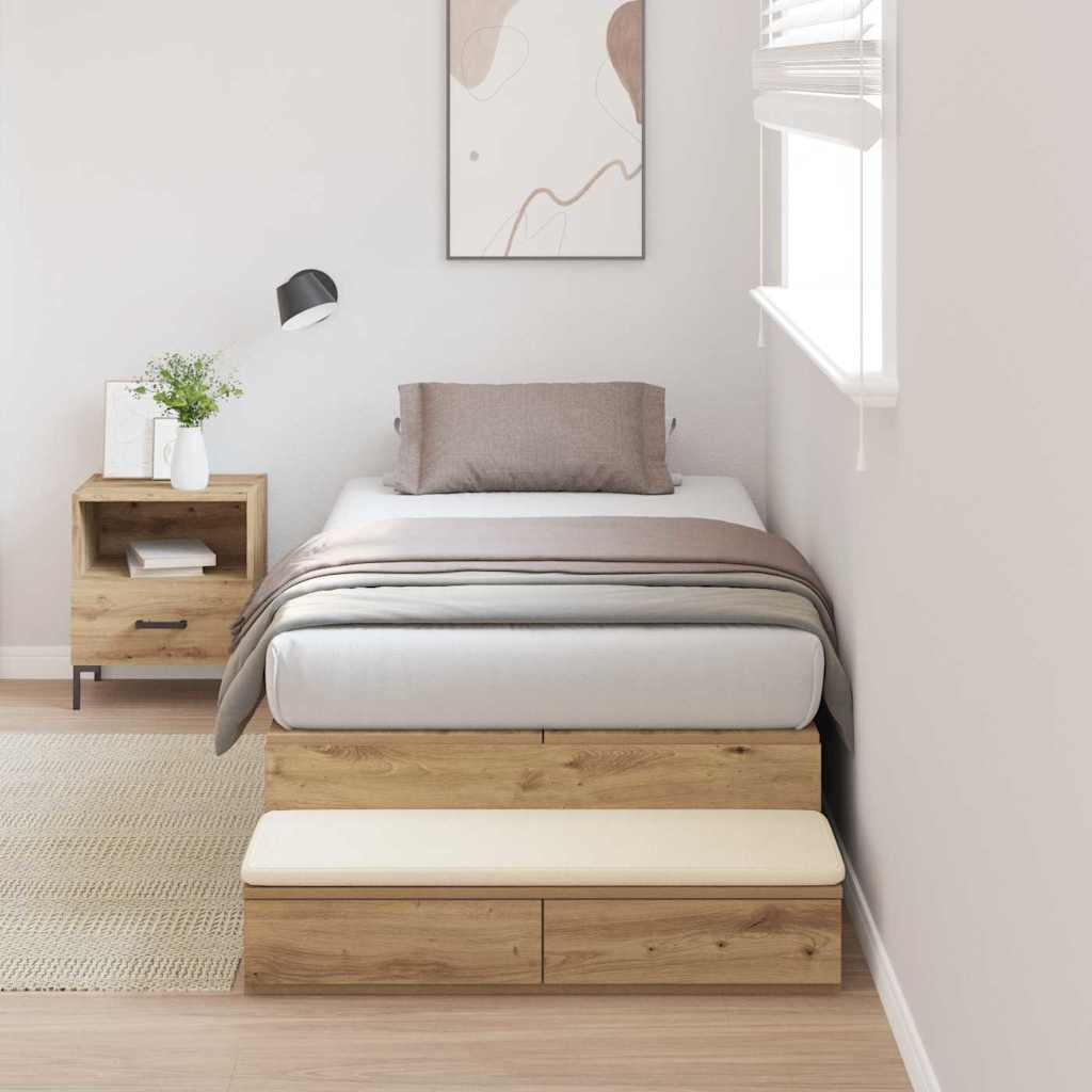 vidaXL Storage Bed Frame Artisan Oak 100 cm Engineered Wood