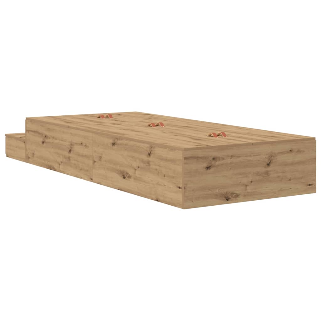 vidaXL Storage Bed Frame Artisan Oak 100 cm Engineered Wood