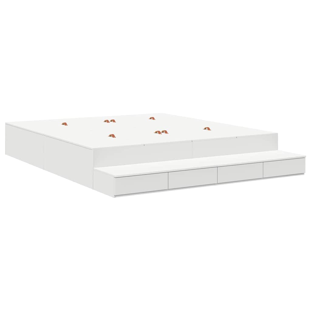 vidaXL Storage Bed Frame with Drawer White 200 cm Engineered Wood