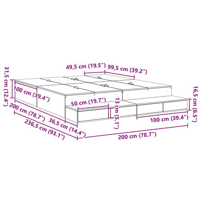vidaXL Storage Bed Frame with Drawer White 200 cm Engineered Wood