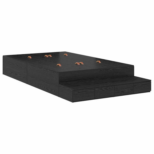vidaXL Storage Bed Frame with Drawer Black Oak 120 cm Engineered Wood