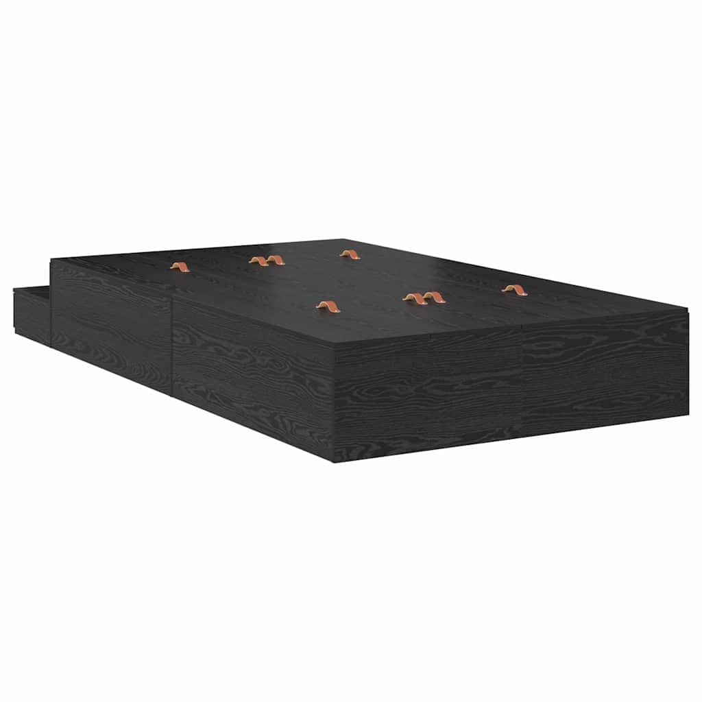 vidaXL Storage Bed Frame with Drawer Black Oak 120 cm Engineered Wood