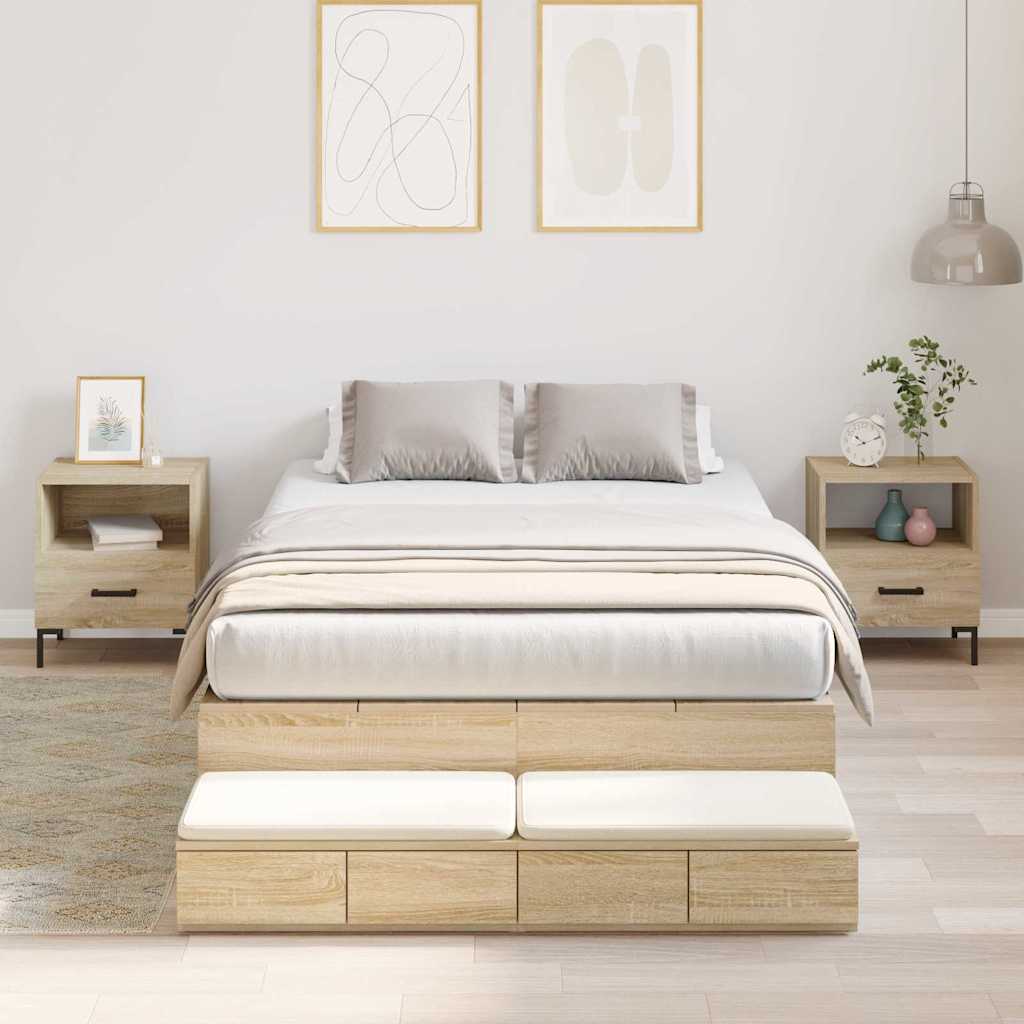 vidaXL Storage Bed Frame with Drawer Sonoma Oak 120 cm Engineered Wood