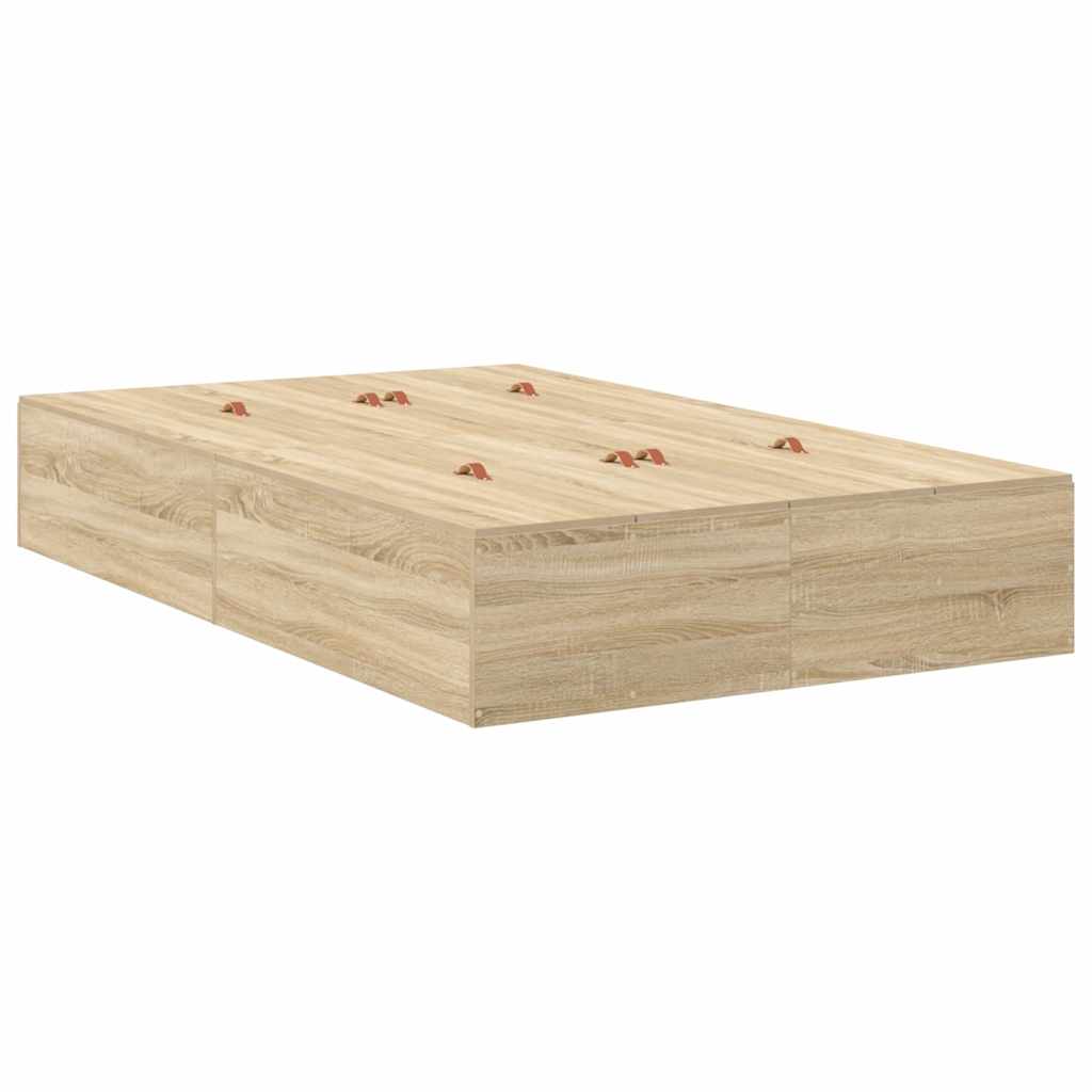 vidaXL Storage Bed Frame with Drawer Sonoma Oak 120 cm Engineered Wood
